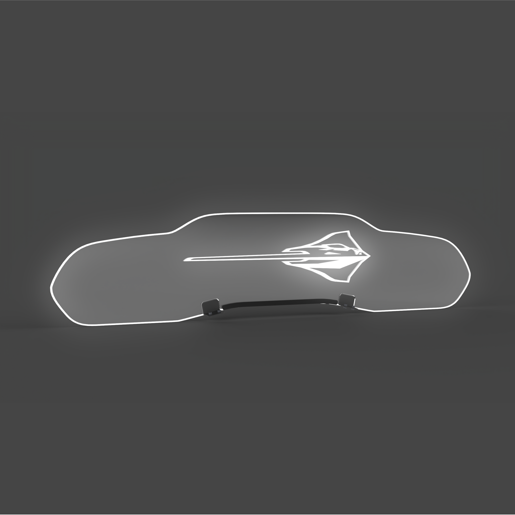 EOS WindRestrictor® C8 Coupe Rear Add On Glow Plate - Stingray Fish, White
